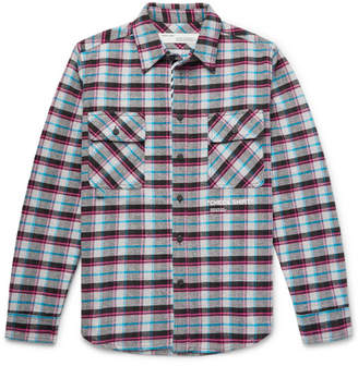 Off-White Off White Printed Checked Cotton-Blend Flannel Overshirt - Men - Multi