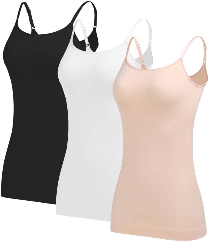 Slimming Seamless Body Shaper Compression Vest Women's Tummy Control Shapewear Tank Tops Black/White/Nude 3pk XL 