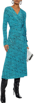 Diane von Furstenberg Printed Silk Crepe De Chine Midi Wrap Dress