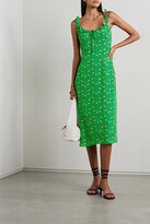 Thumbnail for your product : HVN Danica Ruffled Printed Crepe De Chine Midi Dress - Green - US8