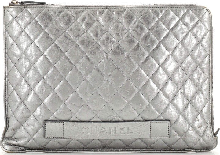 Chanel Laptop Pouch Quilted Crinkled Leather Large - ShopStyle Shoulder Bags