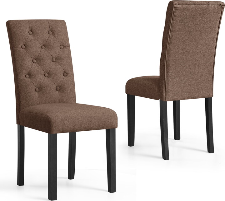 subrtex Fabric Upholstered Dining Chairs Set of 2, Modern Kitchen and Dining Room Chairs, Brown