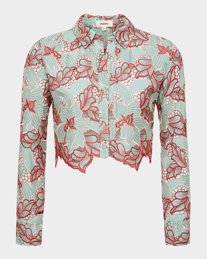 L'Agence Akemi Cropped Button-Front Shirt