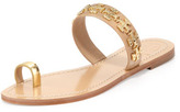 Thumbnail for your product : Tory Burch Val Patent Toe-Ring Sandal, Camellia Pink/Gold