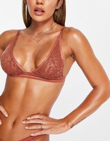 Thumbnail for your product : ASOS DESIGN Willa flocked animal high apex soft bra with filament elastic in mink