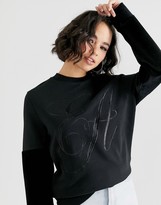 Thumbnail for your product : Emporio Armani logo sweatshirt with velvet sleeves