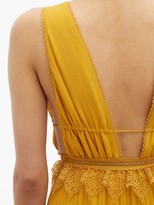 Thumbnail for your product : Jonathan Simkhai Lace-trimmed Tiered Silk Maxi Dress - Dark Yellow