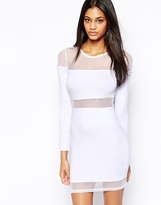 Thumbnail for your product : ASOS Mesh Insert Body-Conscious Dress
