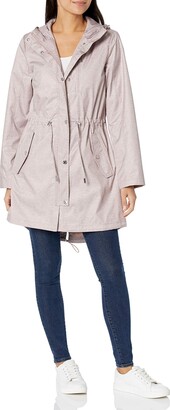 Jones New York Women's Hooded Trench Coat Rain Jacket with Matching Face Mask