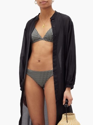 ASCENO Cannes Wave-print Triangle Bikini Top - Grey Multi