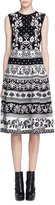 Thumbnail for your product : Alexander McQueen Sleeveless Floral Jacquard Dress, Black/White
