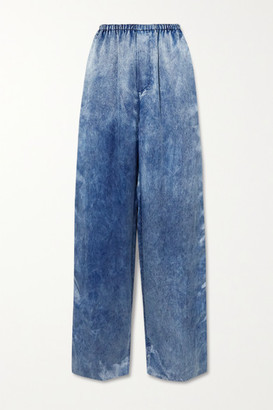 Balenciaga Printed Satin Wide-leg Pants - Blue