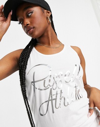Russell Athletic foil print tank in white