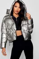 Thumbnail for your product : boohoo Metallic Hooded Puffer Jacket