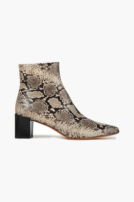 flat snake print boots