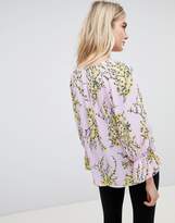 Thumbnail for your product : Warehouse Floral Burst Flute Sleeve Blouse