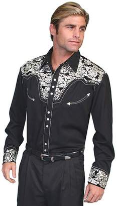 Scully Western Shirt Mens L/S Snap EmbroideredLT Silver P-634