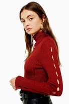 Thumbnail for your product : Topshop Knitted Spliced Sleeve Turtle Neck Sweater