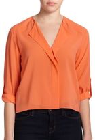 Thumbnail for your product : Alice + Olivia Split-Neck Stretch Silk Blouse