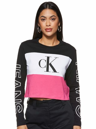 Calvin Klein Jeans Women's Blocking Statement Logo LS TEE Shirt