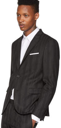 Neil Barrett Grey and Black Wool Striped Suit