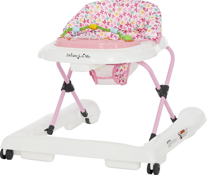Dream On Me 2-in-1 Ava Baby Walker, Easy Convertible Baby Walker, Walk Behind, Height Adjustable Seat, Added Back Support, Detachable-Toy Slate, Spring Pink