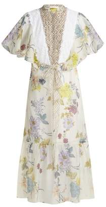 See by Chloe Floral And Geometric Print Chiffon Maxi Dress - Womens - White Multi