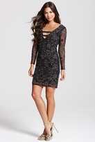 Thumbnail for your product : Little Mistress Navy and Gold Heavily Embellished Bodycon Dress
