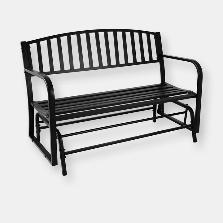 Sunnydaze Decor 2Person Black Steel Metal Outdoor Patio Garden Glider