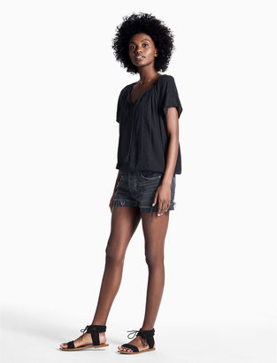 Lucky Brand Gauze Embroidered Top