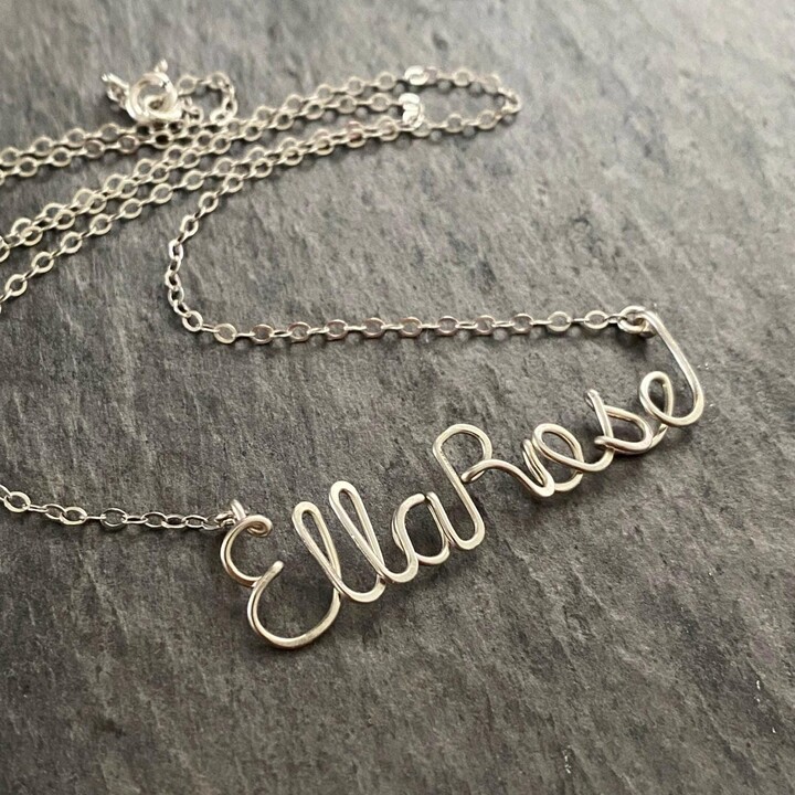 Etsy Personalized Sterling Silver Two-Name Necklace Custom Cursive Script