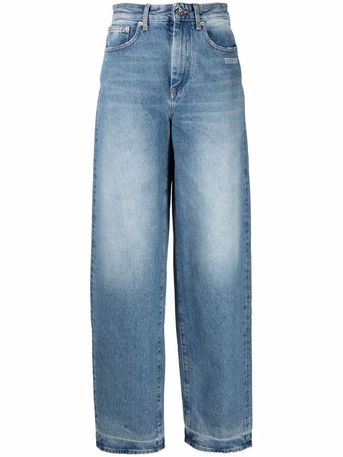 Off-White High-Rise Wide-Leg Jeans - ShopStyle