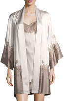 Thumbnail for your product : Josie Natori Lolita Colorblock Lace-Trim Silk Robe
