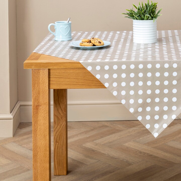 Dunelm Taupe Dotty PVC Tablecloth Brown/White - ShopStyle
