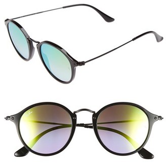 Ray-Ban Women's Icons 49Mm Round Sunglasses - Black/ Green