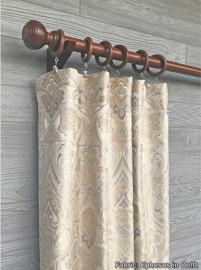 Ephesus in Delft Rod Pocket Drapery 84 96 108, Cafe Curtain, Gold & Silver Paisley Damask/Jacquard, Sold Per Each Single Panel