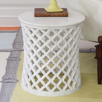 The Well Appointed House Global Views Moroccan Inspired Side Table with Solid Marble Top