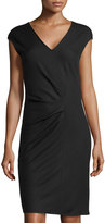 Thumbnail for your product : Halston Faux-Wrap Wool Dress, Coal