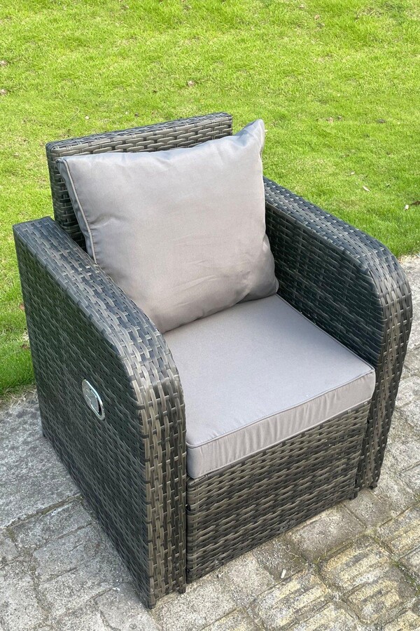 Fimous Single Reclining Rattan Arm Chair Adjustable With Cushion