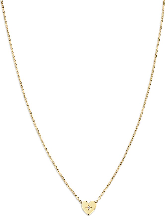 Zoë Chicco 14K Yellow Gold Midi Bitty Symbols Diamond Accent Heart Pendant Necklace, 14-16