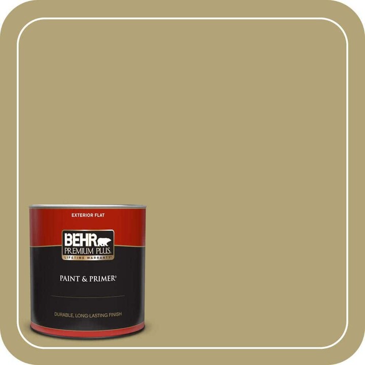 BEHR PREMIUM PLUS 1 qt. #PMD-101 Green Fig Flat Exterior Paint & Primer