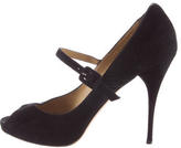 Thumbnail for your product : Valentino Suede Peep-Toe Pumps