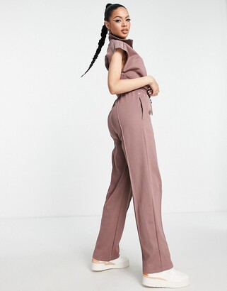 adidas Contempo chunky striped jumpsuit in mauve - ShopStyle