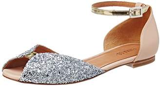 Emma.Go Emma Go Women’s Juliette Ankle Strap Sandals, Ivoire (Glitter Silver and Calf Nude and Metal Platino)