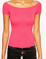 Thumbnail for your product : ASOS Top with Bardot Neckline and Short Sleeve