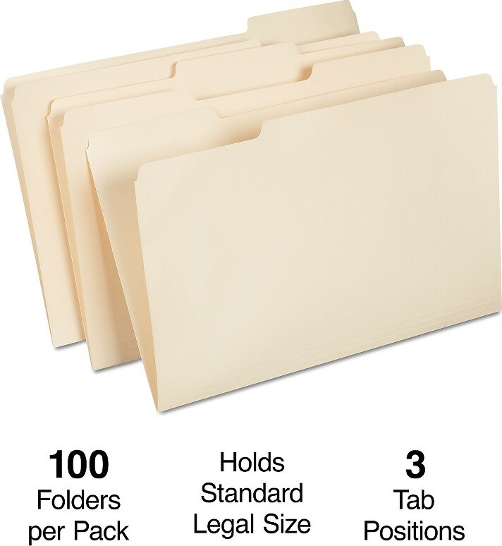 Staples Manila 3Tab File Folders Legal Assorted Position 100/Box TR56680 ShopStyle Home
