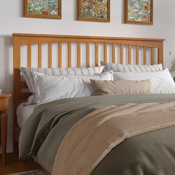 AFI Mission Light Toffee Natural Bronze Solid Wood King Headboard with Attachable Charger