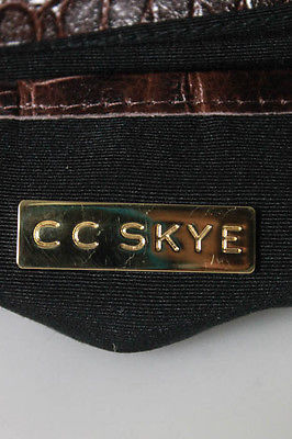 CC Skye Dark Brown Leather Gold Tone Fold Over Crossbody Handbag In Dustbag