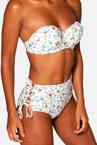 Thumbnail for your product : boohoo Ditsy Floral Lace Up High Waist Bikini Brief