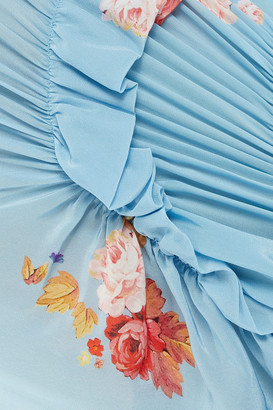 Preen Line Antoinette Draped Floral-print Crepe De Chine Midi Dress